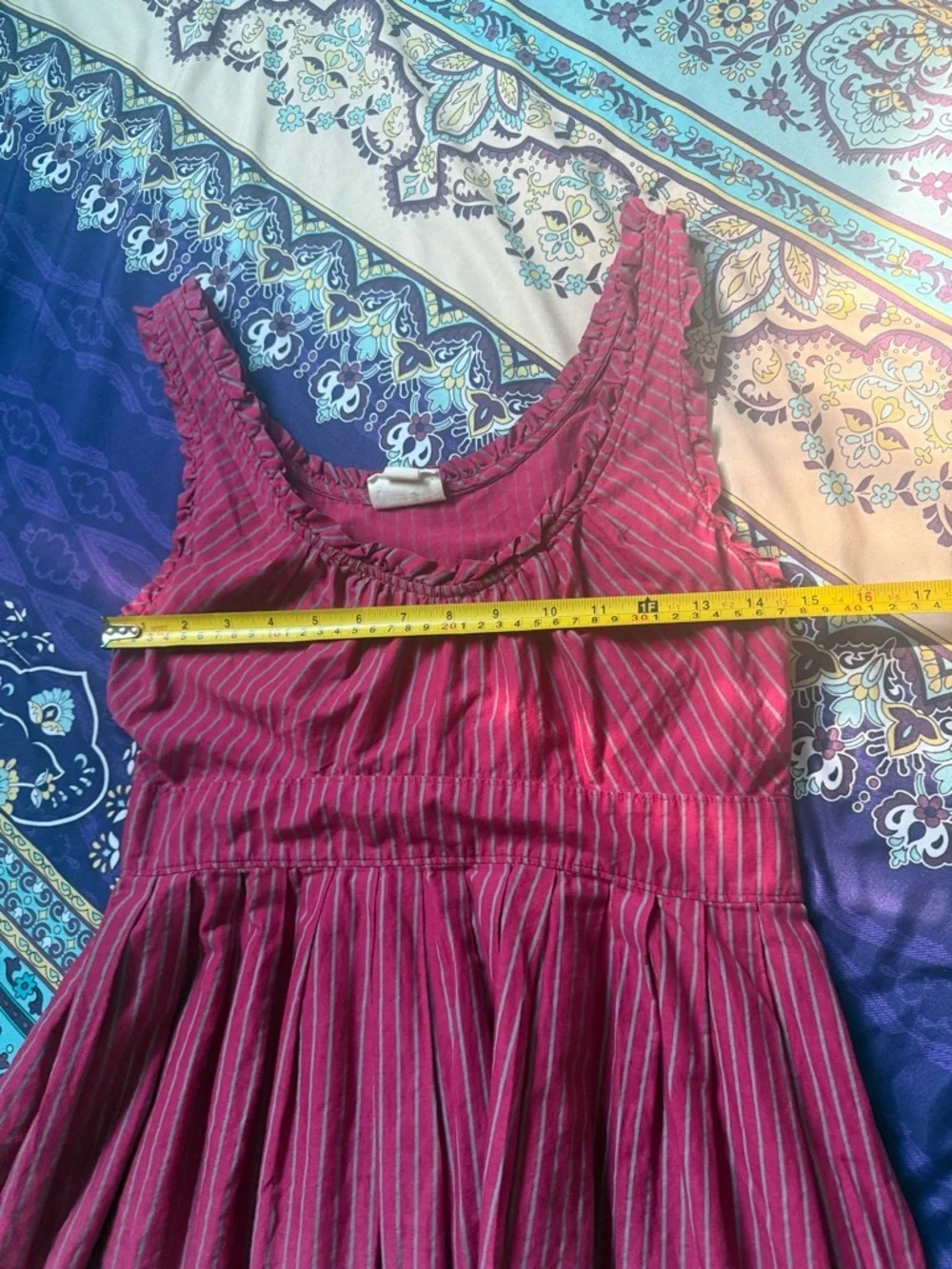 Converse One Star Ombre Sundress Size S Pink Stripe Tie Back Cotton Summer Dress - Picture 12 of 12